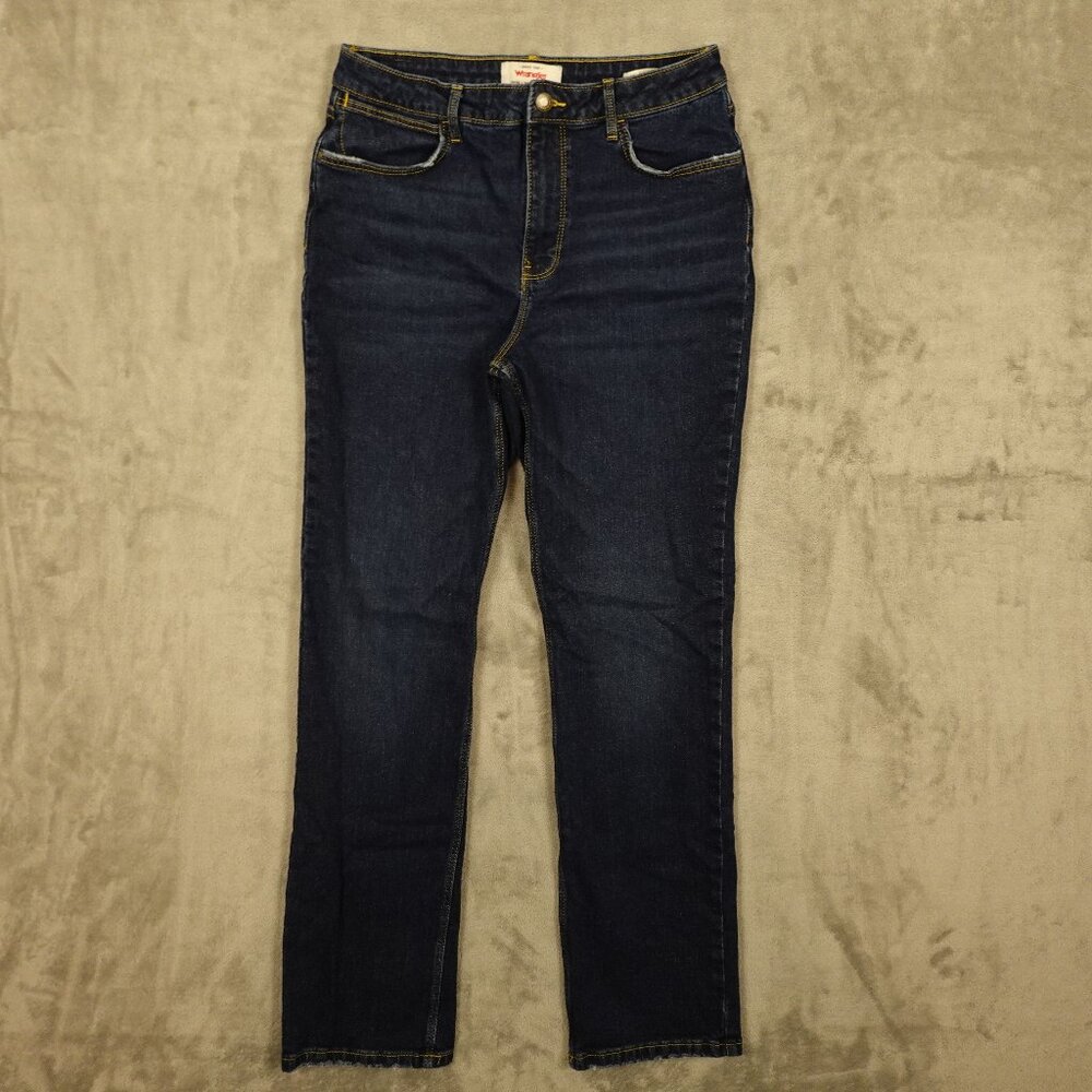 Wrangler jeans high rise true straight women's 10 blue denim western